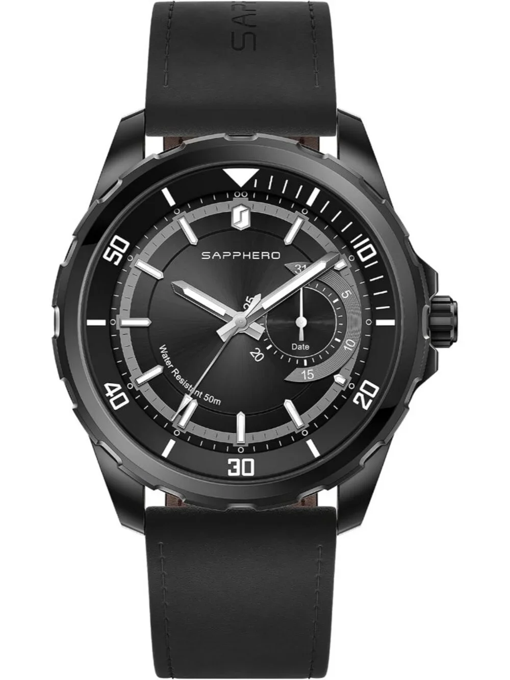 Men's All Black Numeral Dial Stainless Steel Strap Analog Quartz Wrist Watch